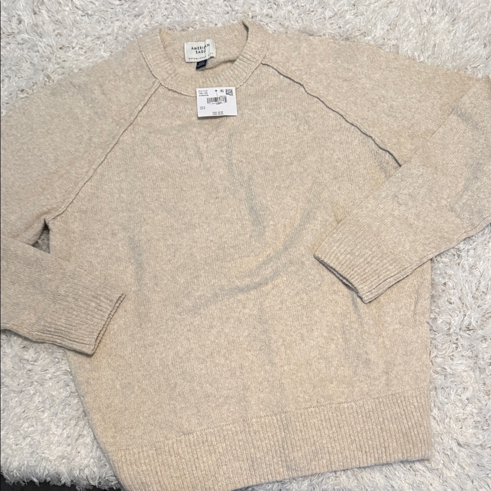 American eagle men’s Cream Knit sweater size small NWT